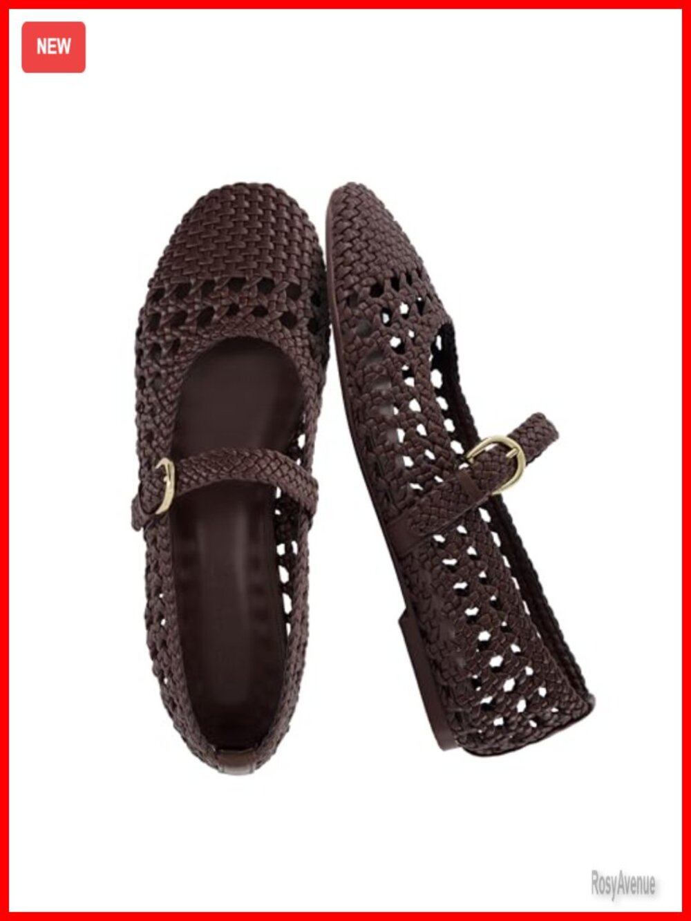 Woven Mary Jane Ballet Flats Adjustable Strap Round Toe Comfort Casual